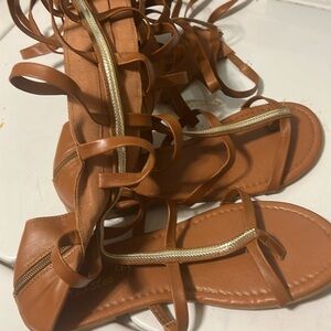 Twisted (+) size 8W brown thigh high shoes